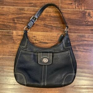 Vintage Coach Black HAMILTON Pebbled Leather Shoulder bag
